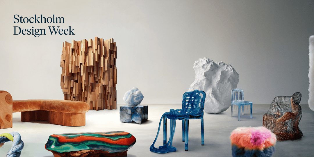 Våra mässor 11 Kampanjbild med AI-genererade möbler för Stockholm Design Week