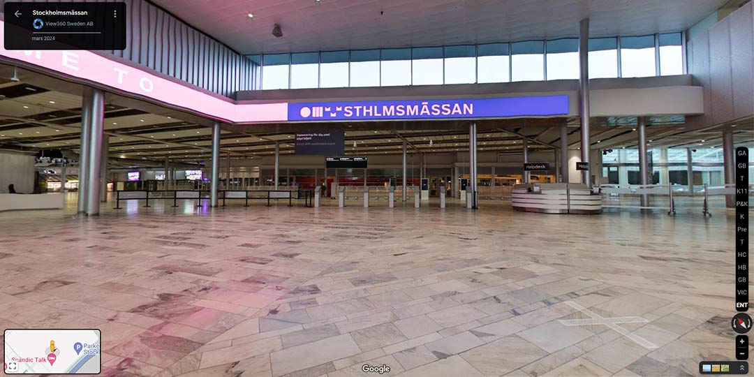 Startsida 15 google street view på stockholsmässan med vy från entréhallen