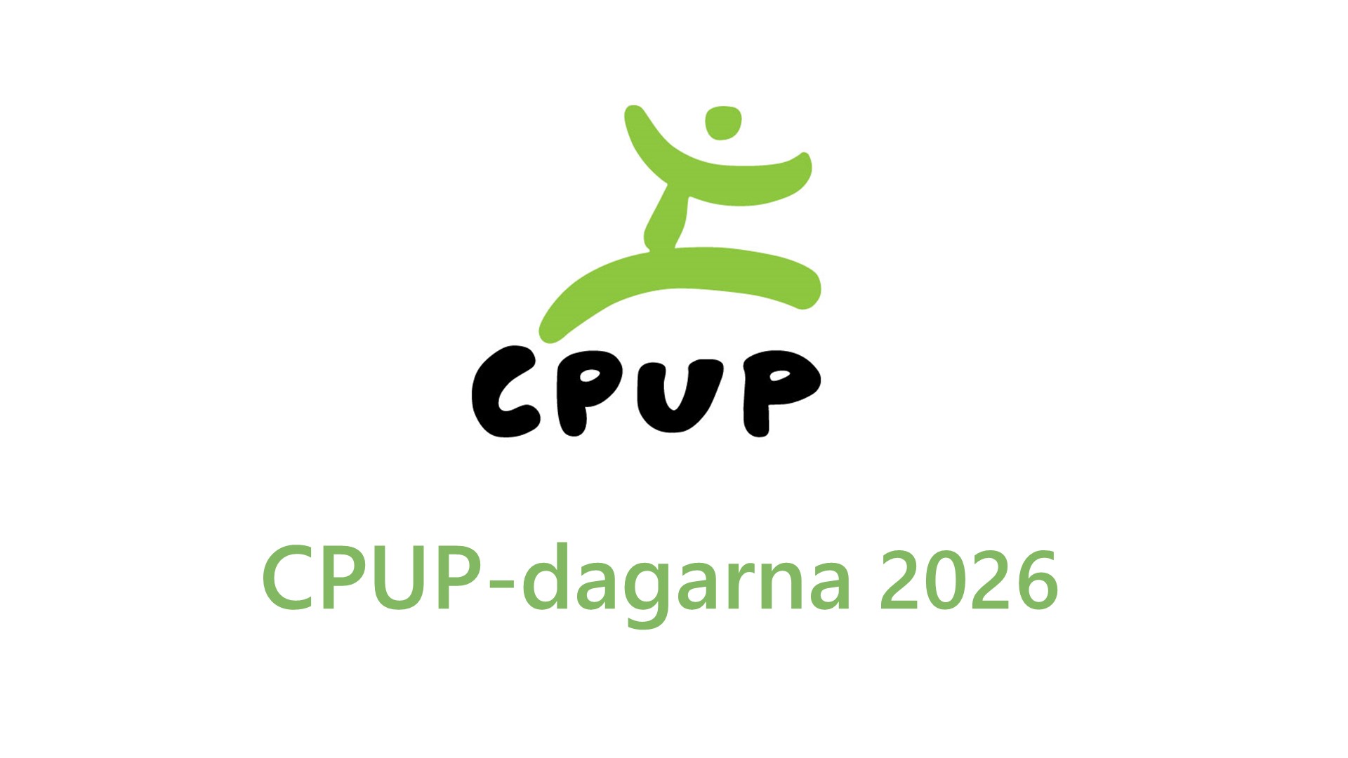 Ljusbild CPUP-dagarna 2026 Logo for CPUP Days 2026 with green stylized figure and text.